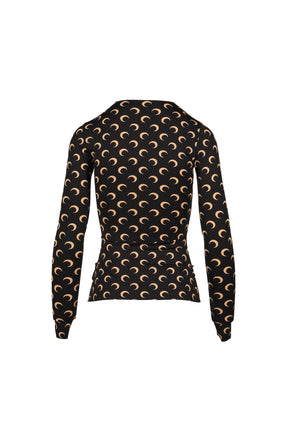 MOON PRINTED JERSEY LS CREWNECK TOP / TAN