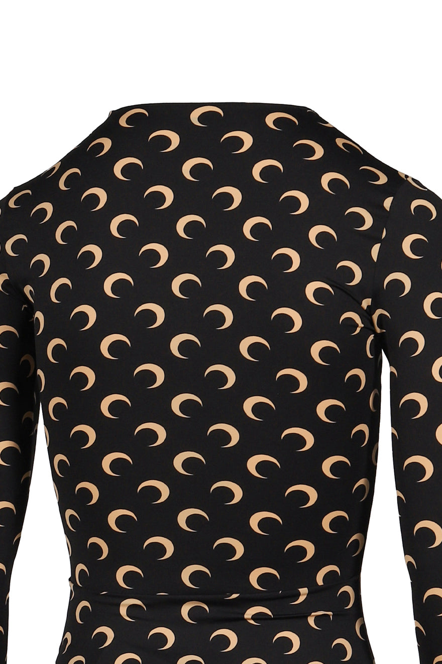 MOON PRINTED JERSEY LS CREWNECK TOP / TAN