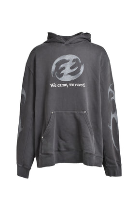 METAL CHARM DISTRESSED HOODIE / BLK