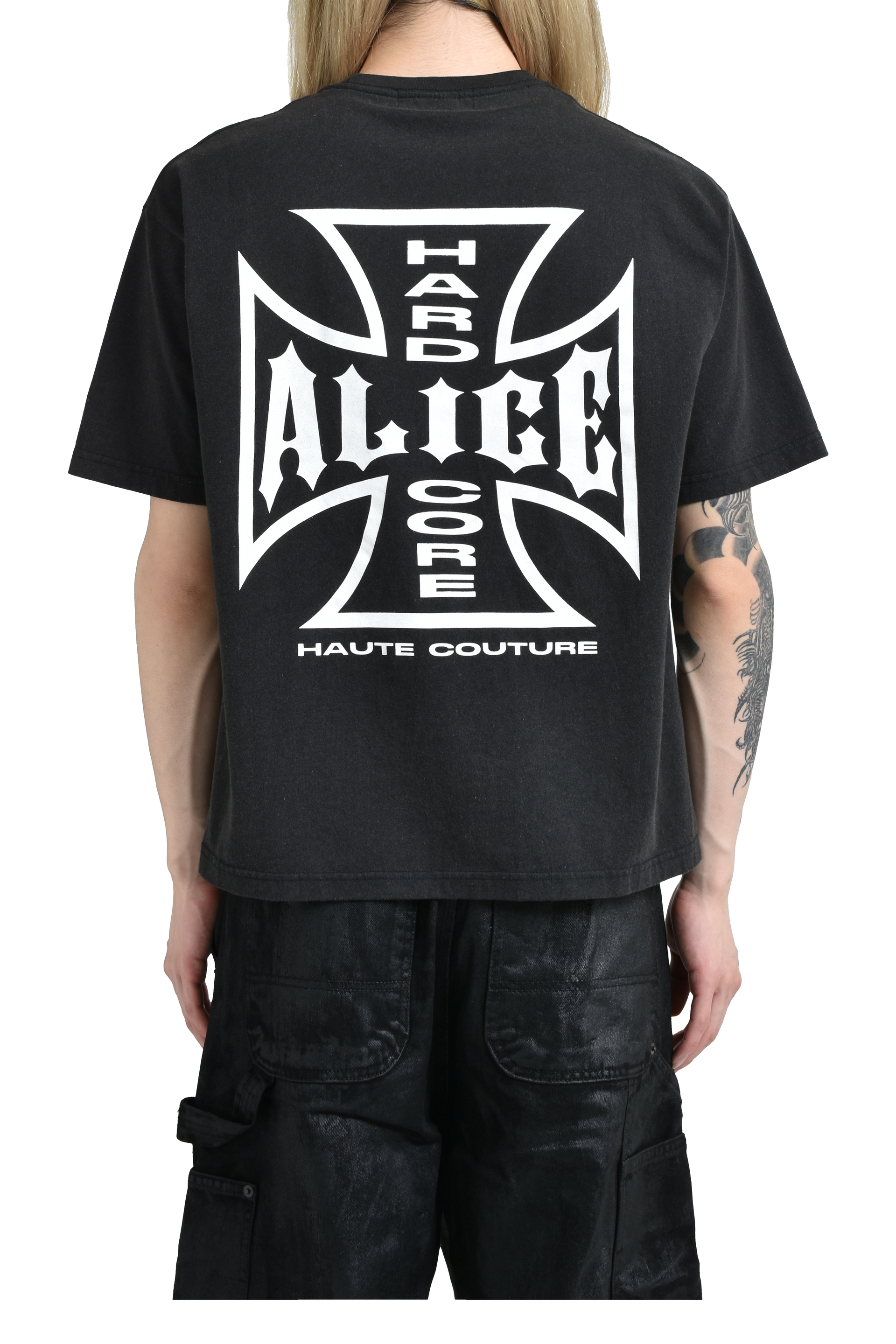 ALICE HOLLYWOOD DESTROYED CHOPPER T-SHIRT / BLK WHT