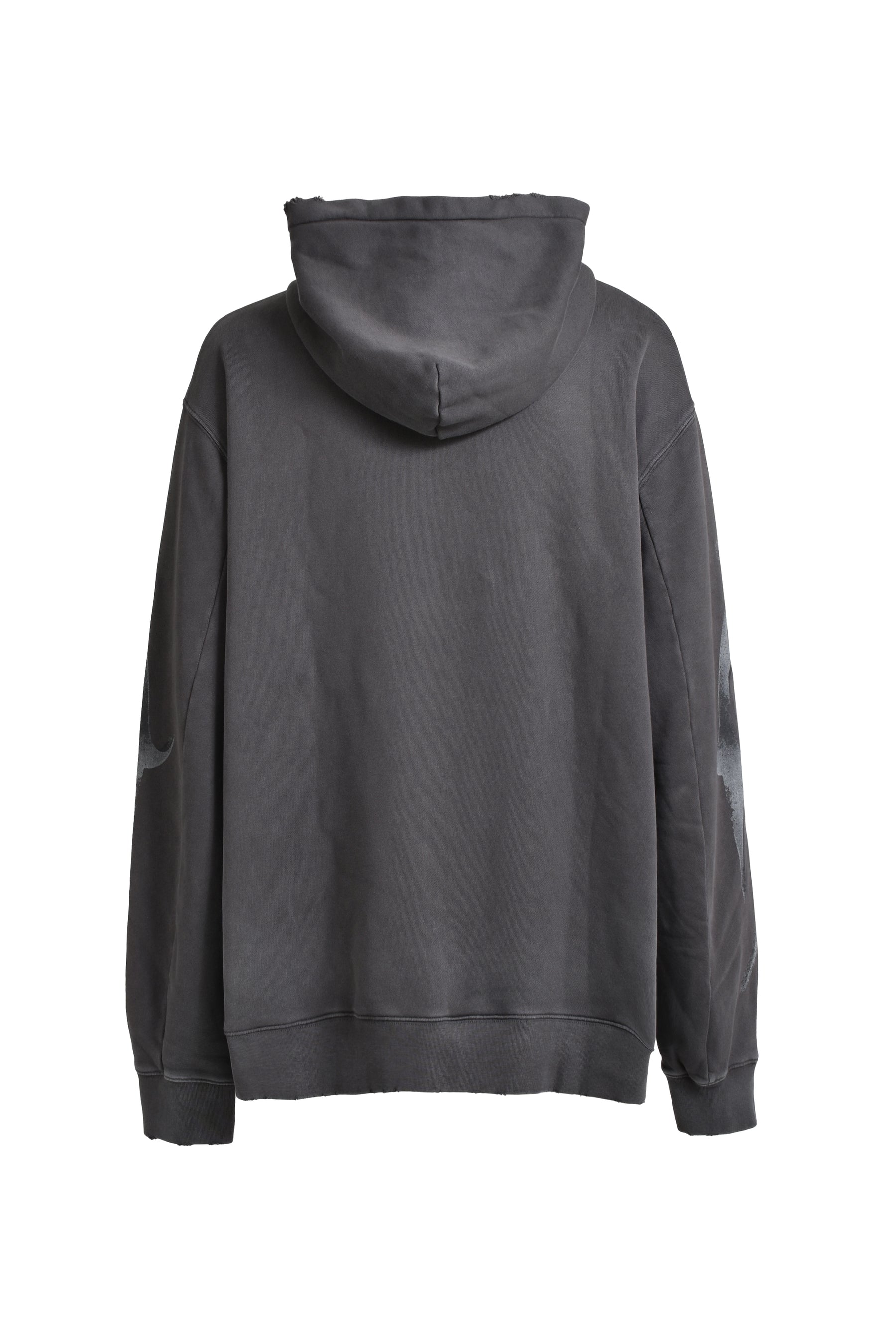 METAL CHARM DISTRESSED HOODIE / BLK