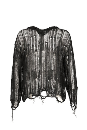 SPIDER KNIT HOODIE / BLK