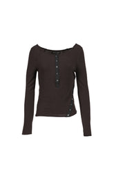 LENNY HENLEY NECK LONG-SLEEVE T-SHIRT / CHA