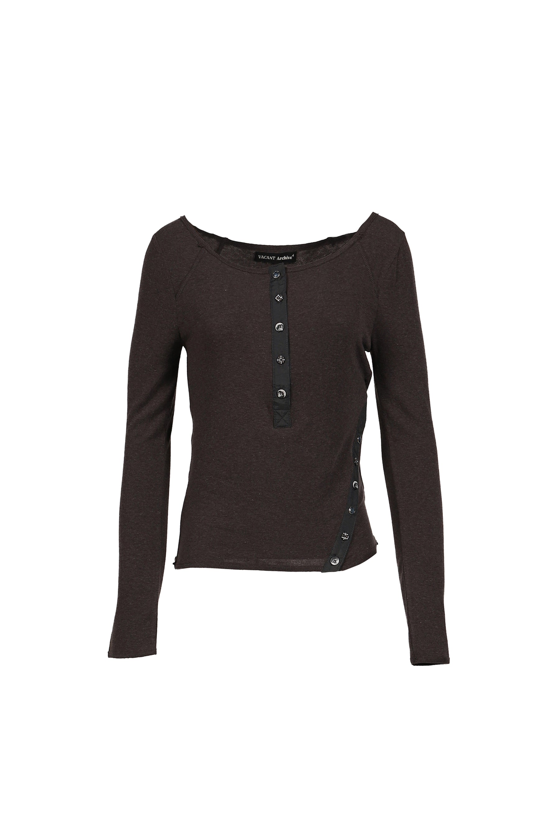 LENNY HENLEY NECK LONG-SLEEVE T-SHIRT / CHA