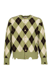 DIAMOND SCRAPED CARDIGAN / PISTACHIO
