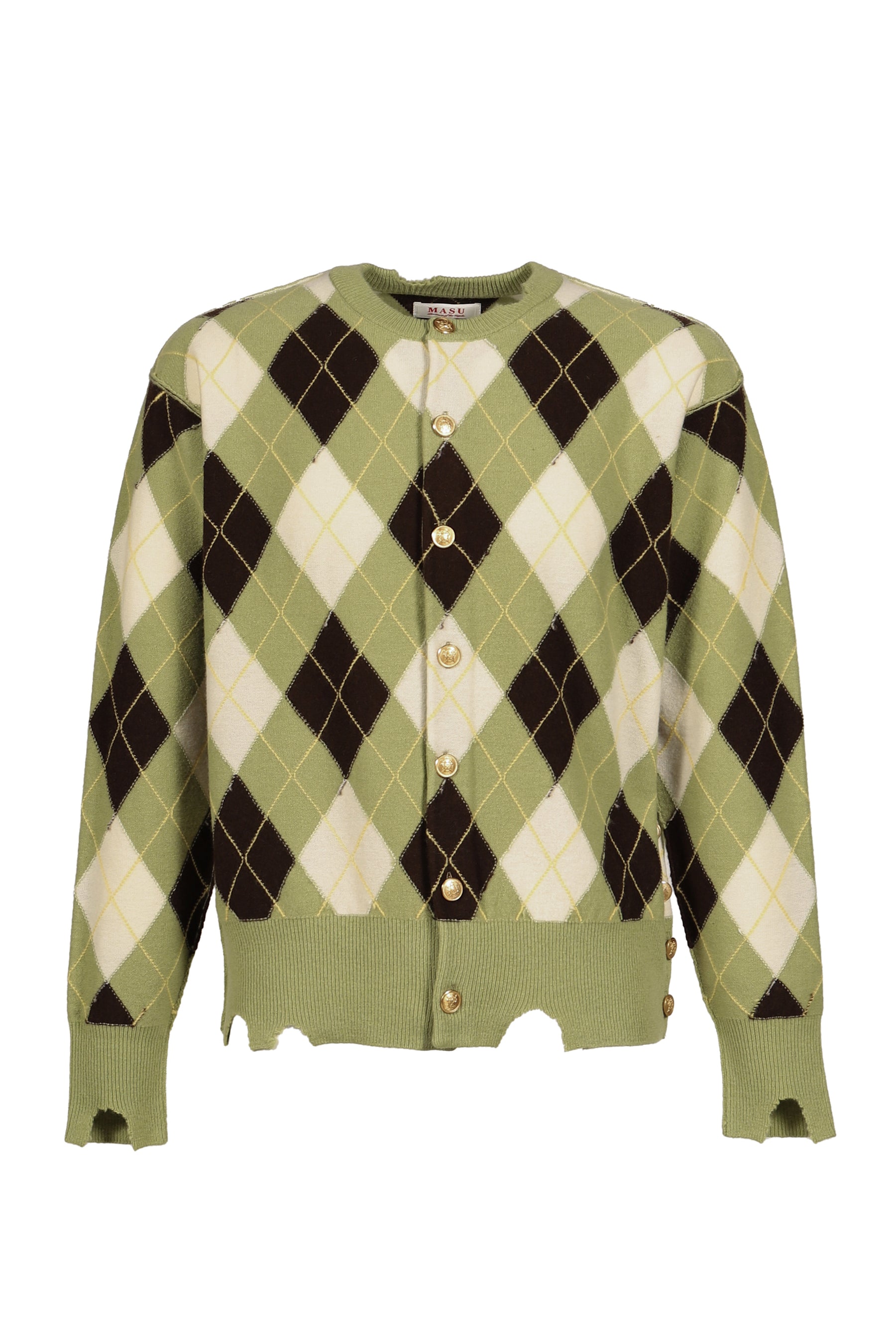 DIAMOND SCRAPED CARDIGAN / PISTACHIO
