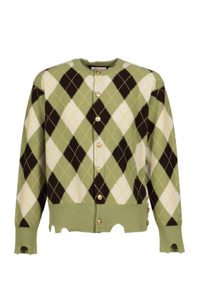 DIAMOND SCRAPED CARDIGAN / PISTACHIO