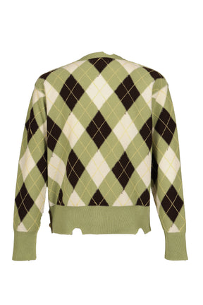 DIAMOND SCRAPED CARDIGAN / PISTACHIO