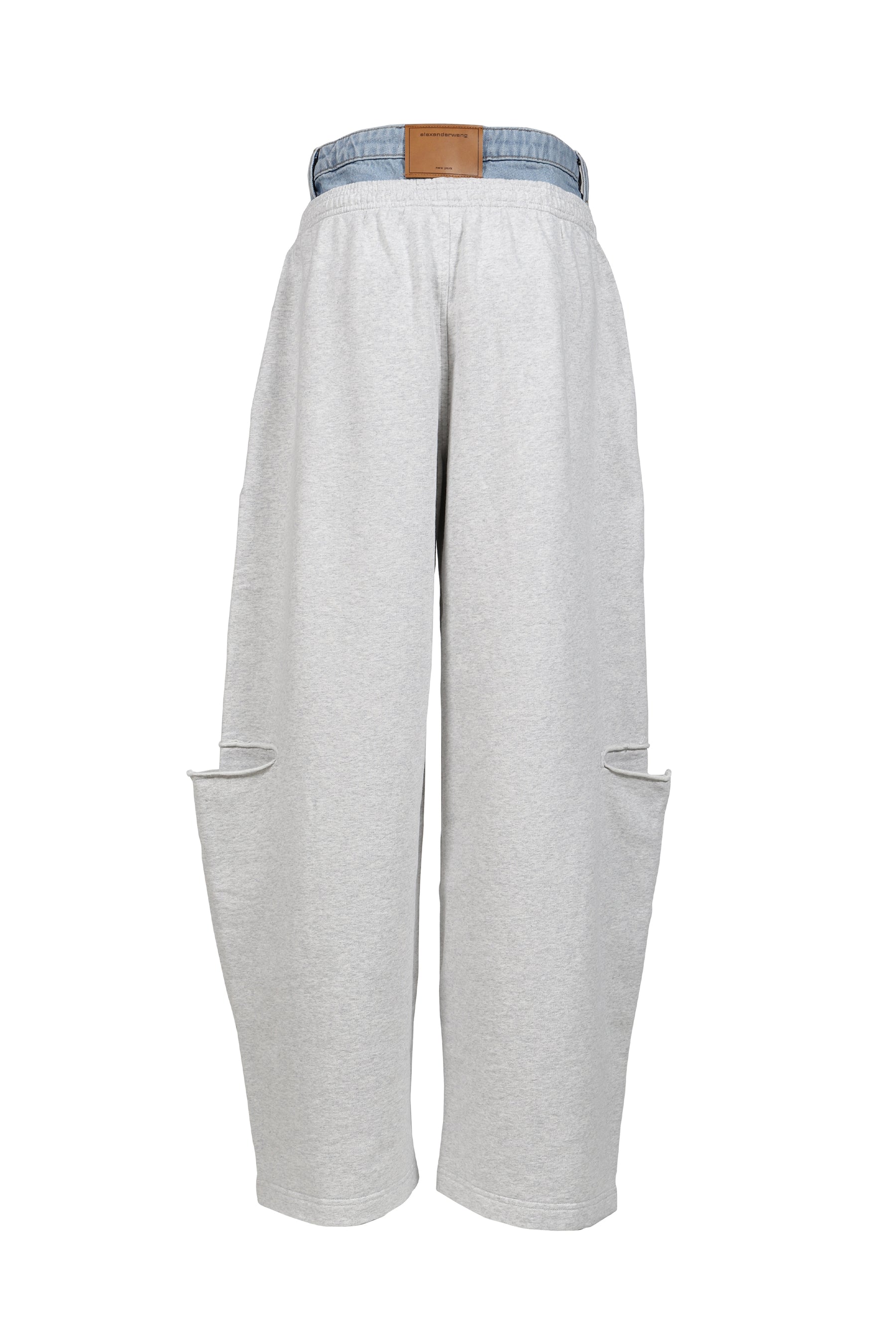 PRE-STYLED SLASHED SWEATPANT / LT HEATHER GREY VINTAGE LIGHT INDIGO