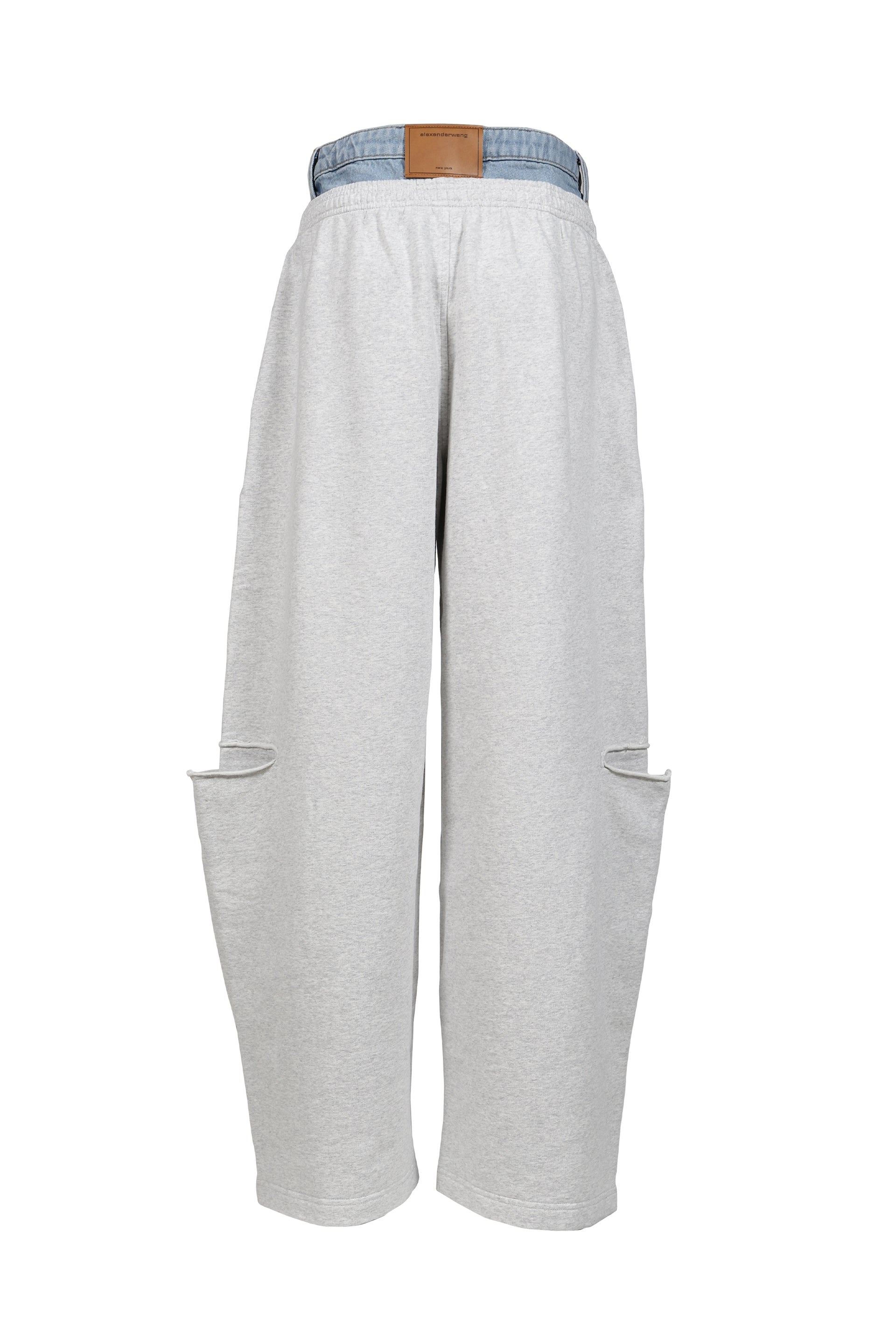 PRE-STYLED SLASHED SWEATPANT / LT HEATHER GREY VINTAGE LIGHT INDIGO