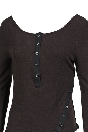 LENNY HENLEY NECK LONG-SLEEVE T-SHIRT / CHA