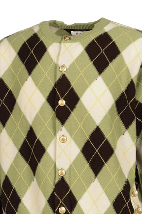 DIAMOND SCRAPED CARDIGAN / PISTACHIO