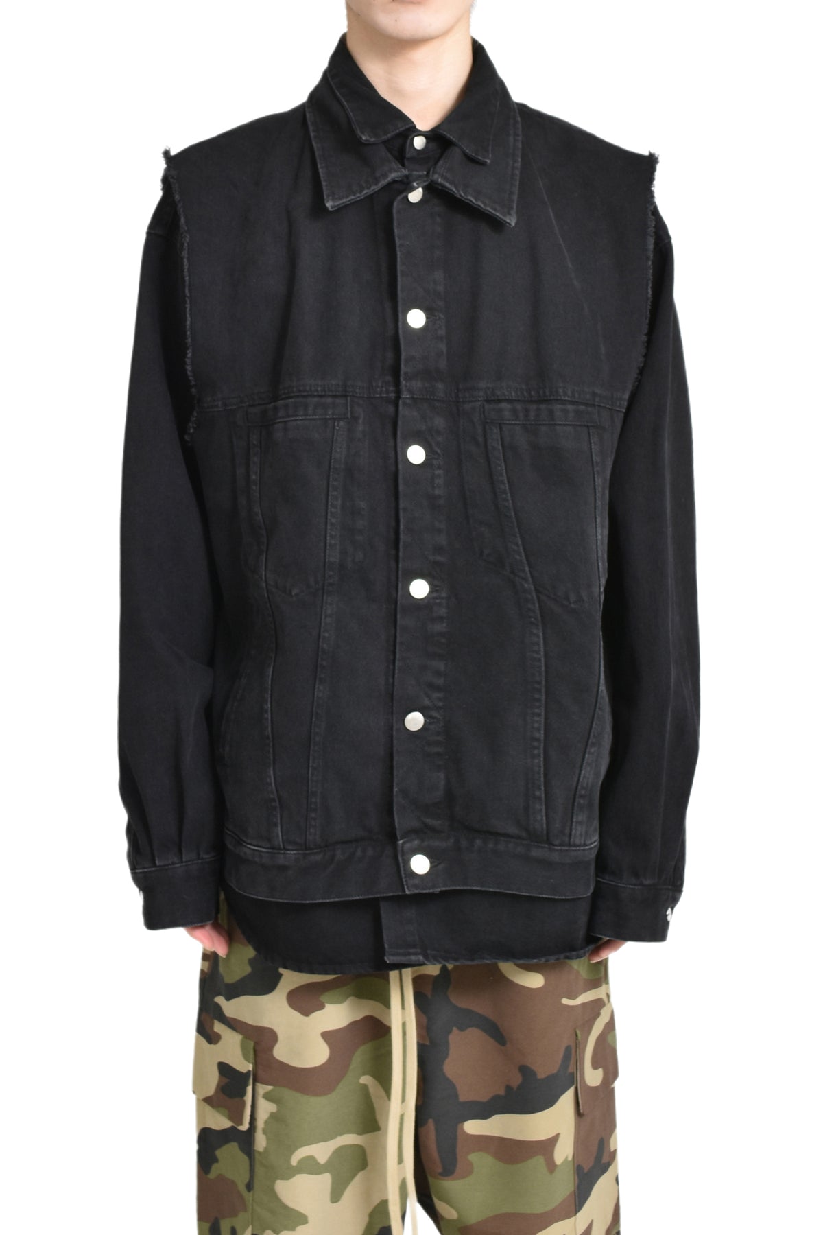 LAYERED DENIM SHIRT BLACK NO COLOR / BLK