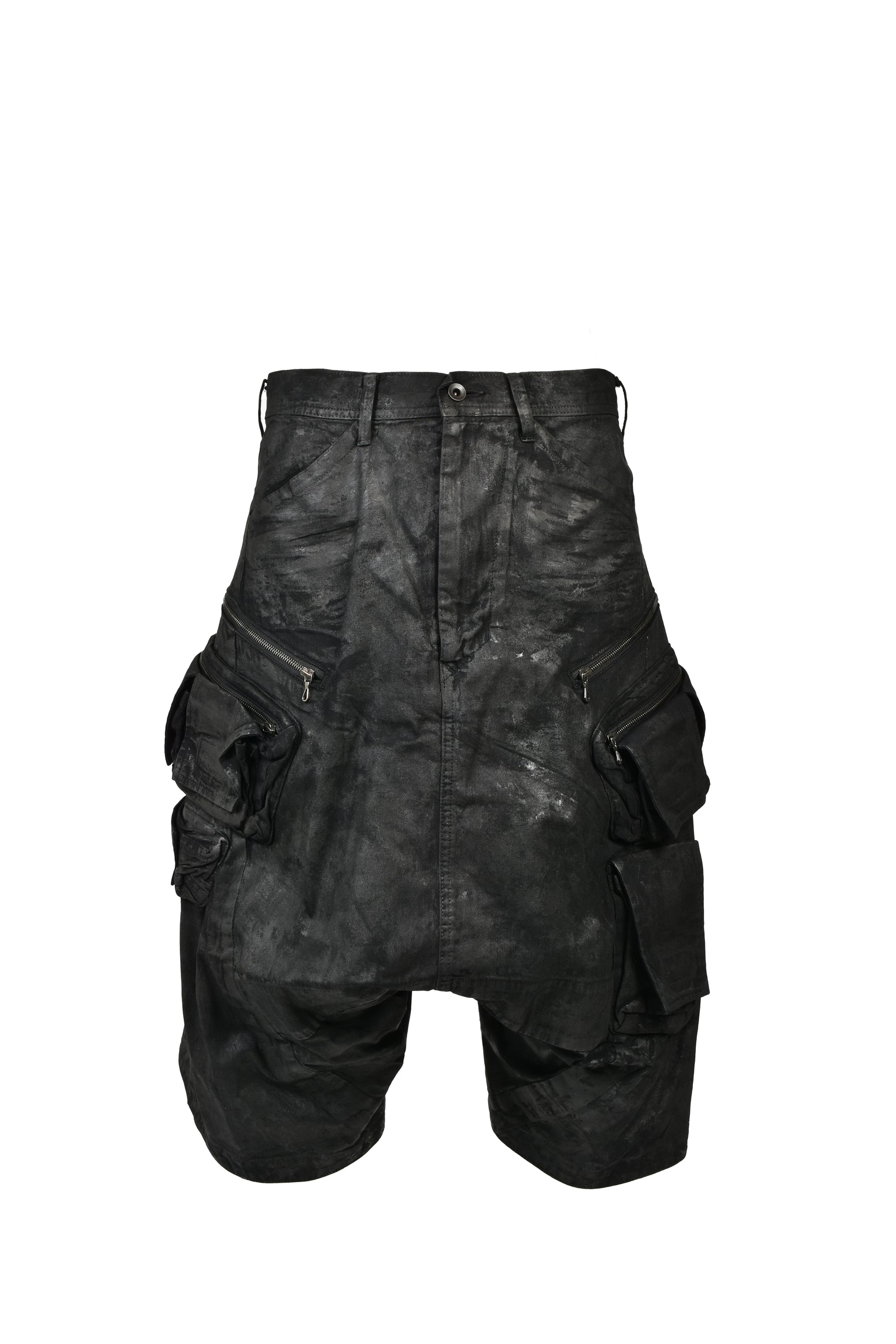 DENIM GASMASK SHORTS / BLK
