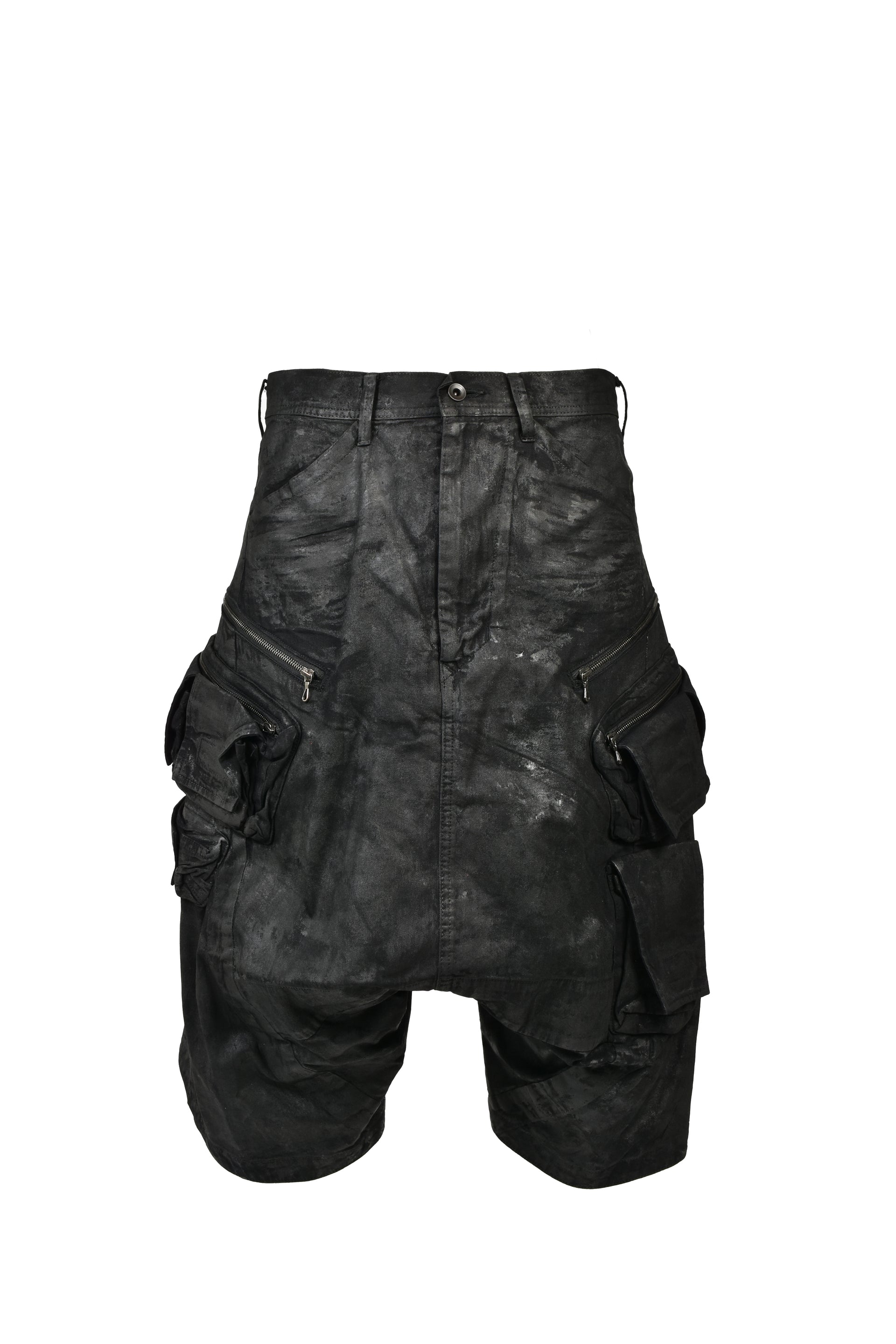 DENIM GASMASK SHORTS / BLK