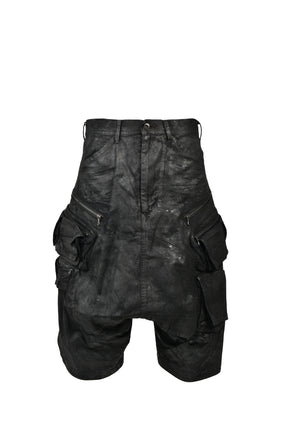 DENIM GASMASK SHORTS / BLK
