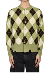 DIAMOND SCRAPED CARDIGAN / PISTACHIO