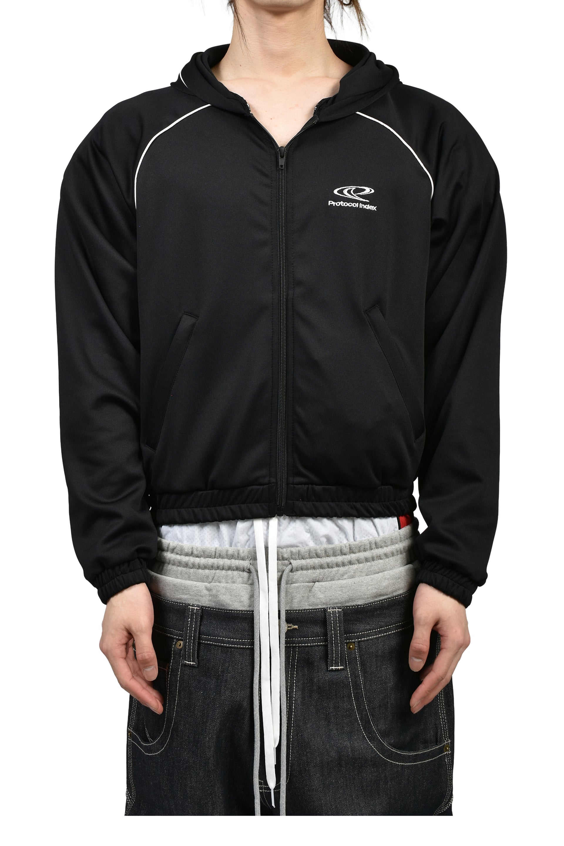 ATHELEISURE JERSEY ZIP HOODIE / BLK