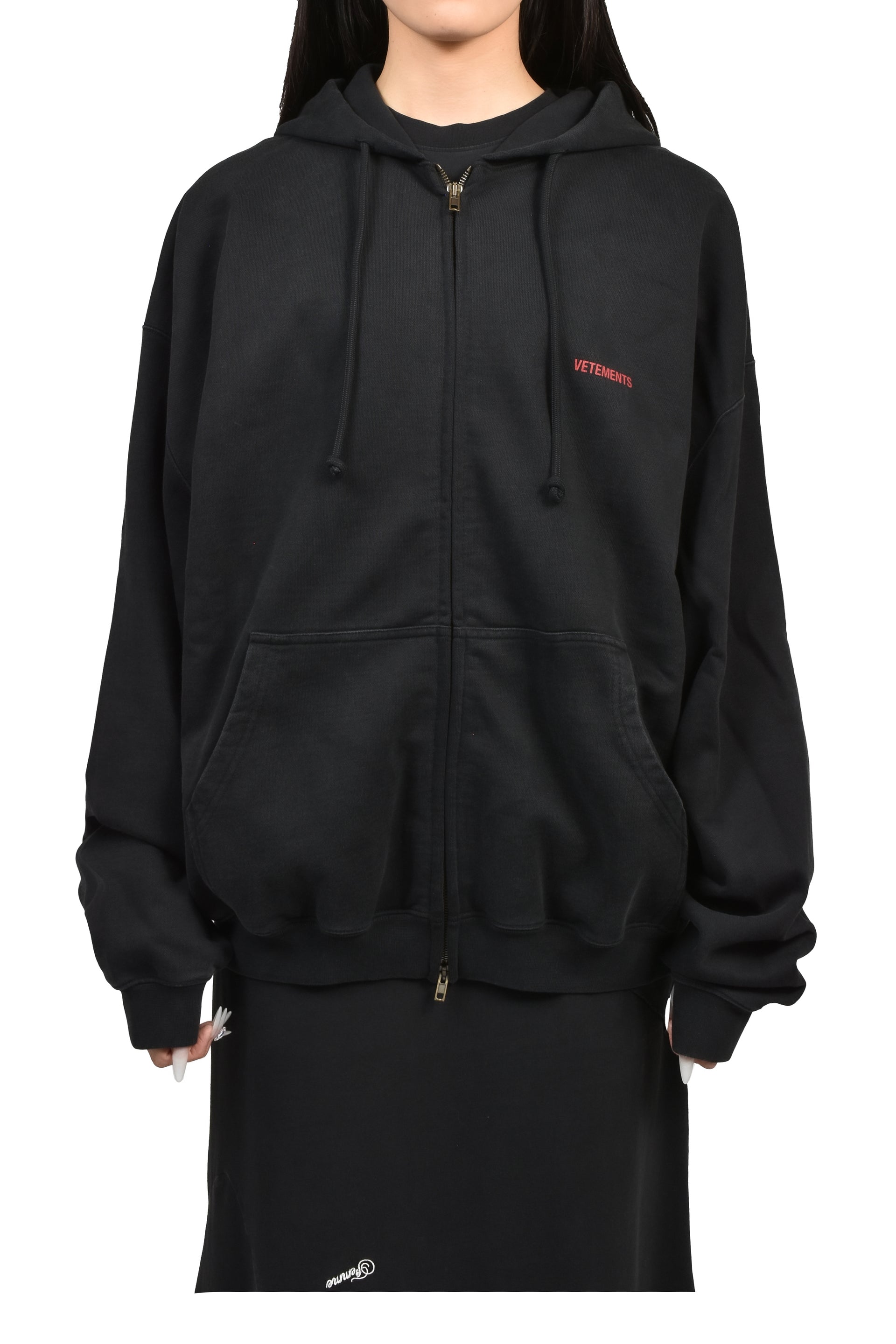 CLASSIC LOGO ZIP-UP HOODIE / BLACK RED