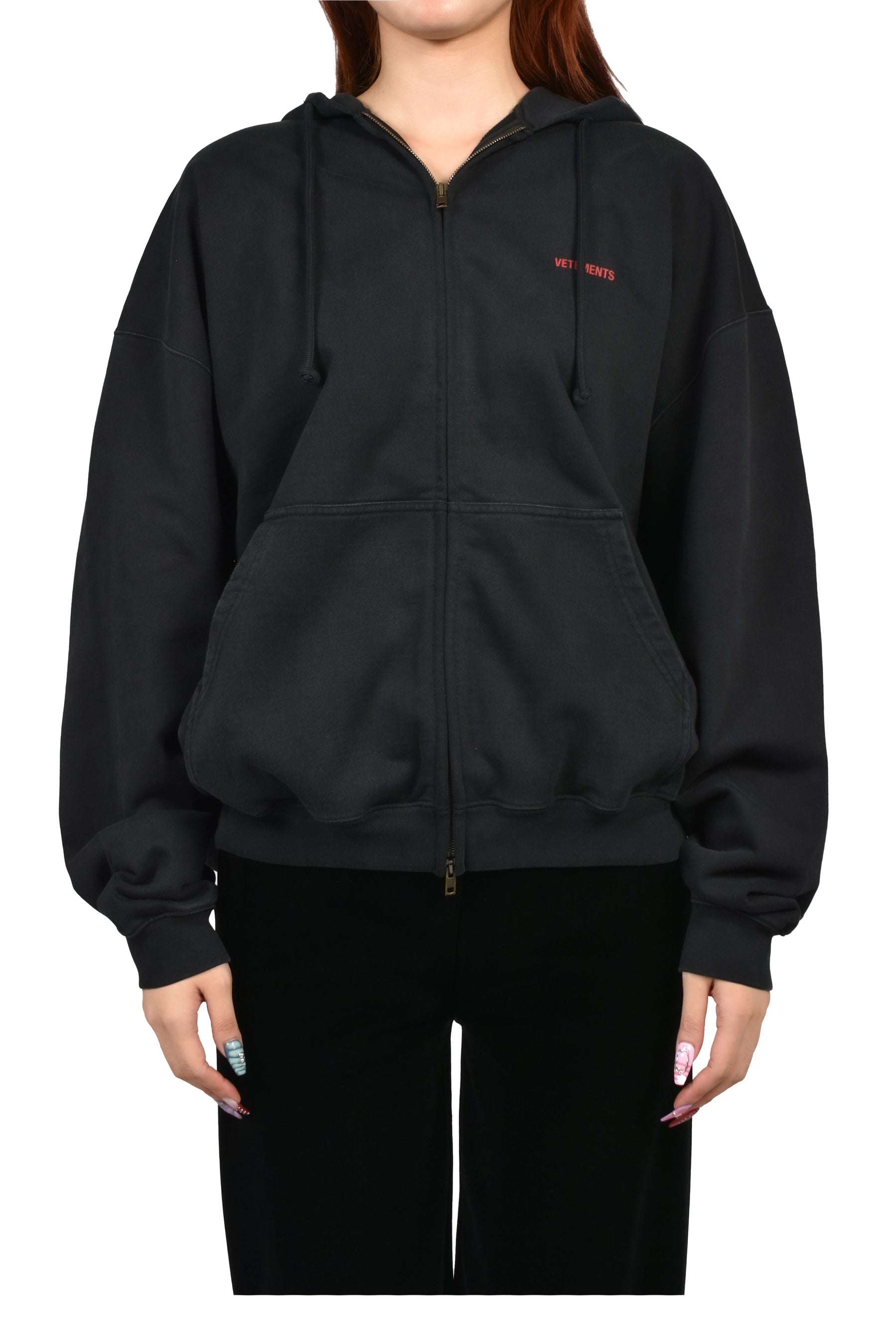 CLASSIC LOGO ZIP-UP HOODIE / BLK RED
