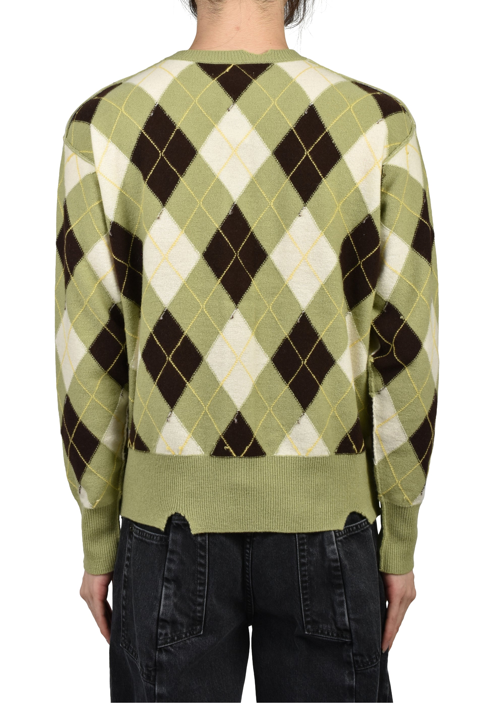 DIAMOND SCRAPED CARDIGAN / PISTACHIO
