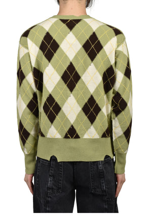 DIAMOND SCRAPED CARDIGAN / PISTACHIO