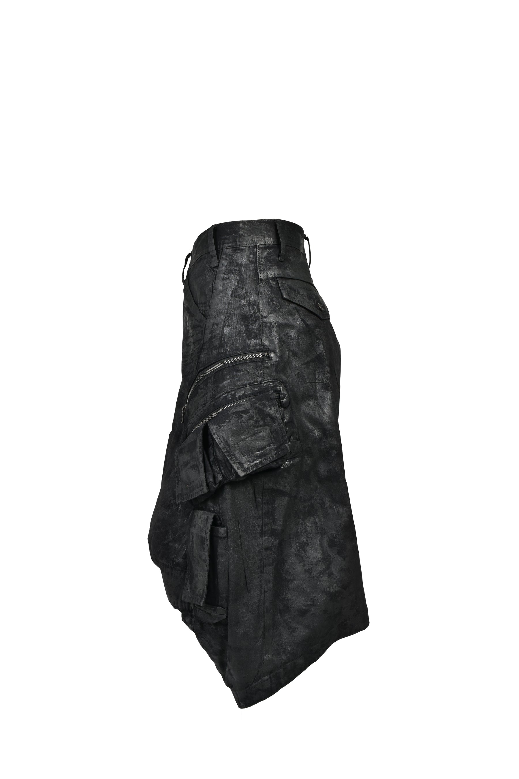 DENIM GASMASK SHORTS / BLK