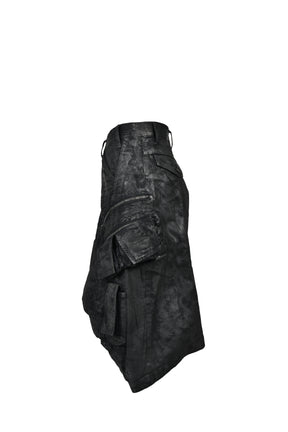 DENIM GASMASK SHORTS / BLK