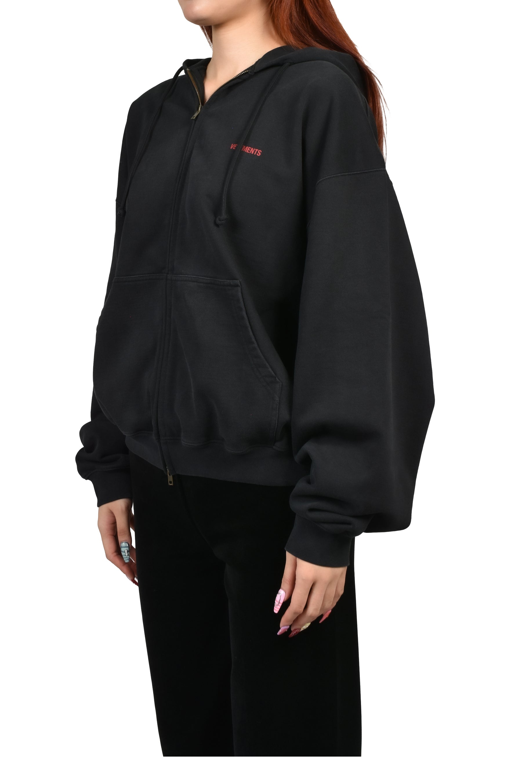 CLASSIC LOGO ZIP-UP HOODIE / BLK RED