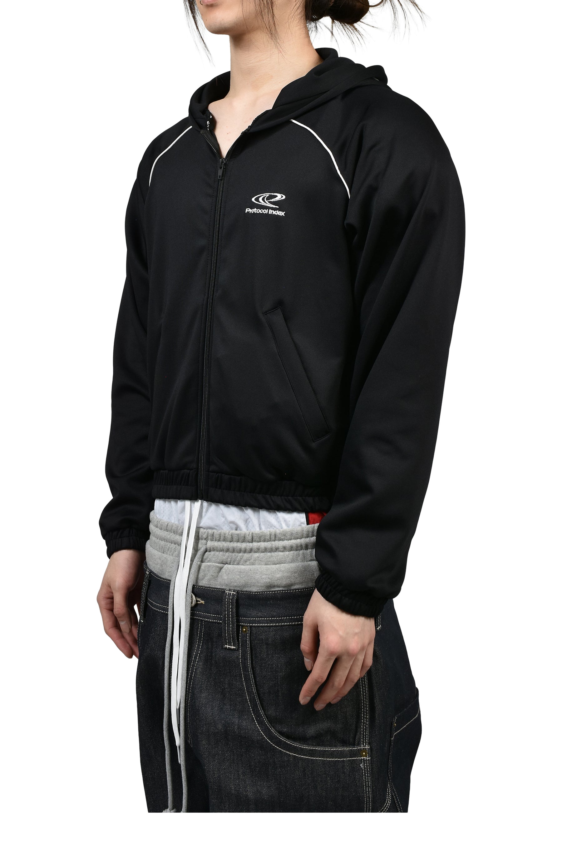 ATHLEISURE JERSEY ZIP HOODIE / BLK