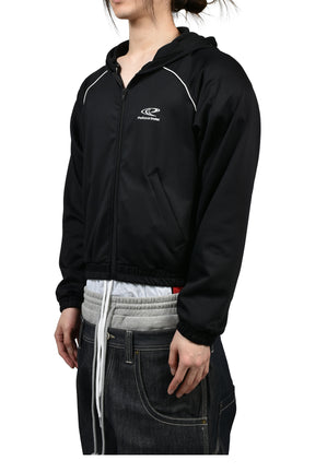 ATHLEISURE JERSEY ZIP HOODIE / BLK