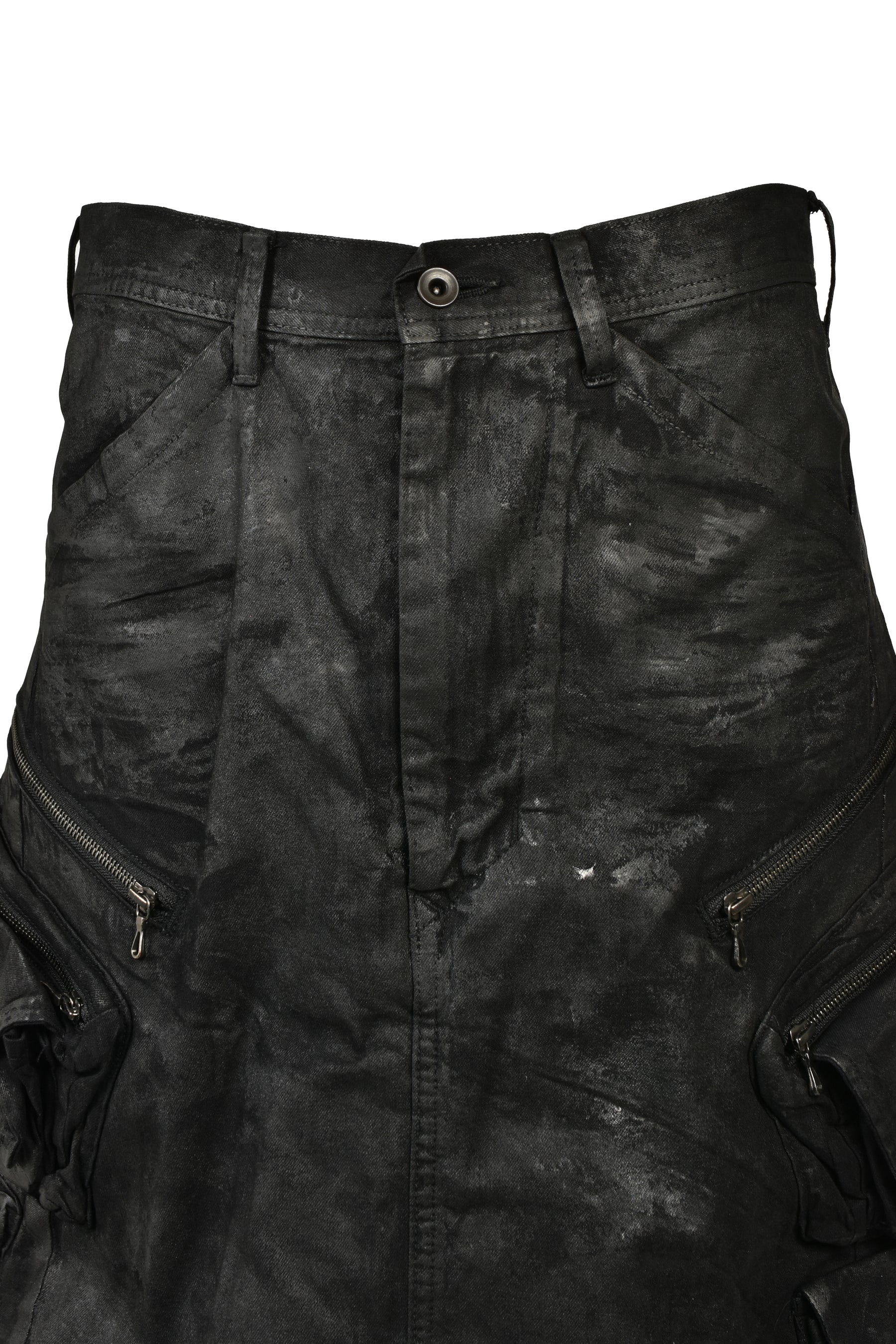 DENIM GASMASK SHORTS / BLK