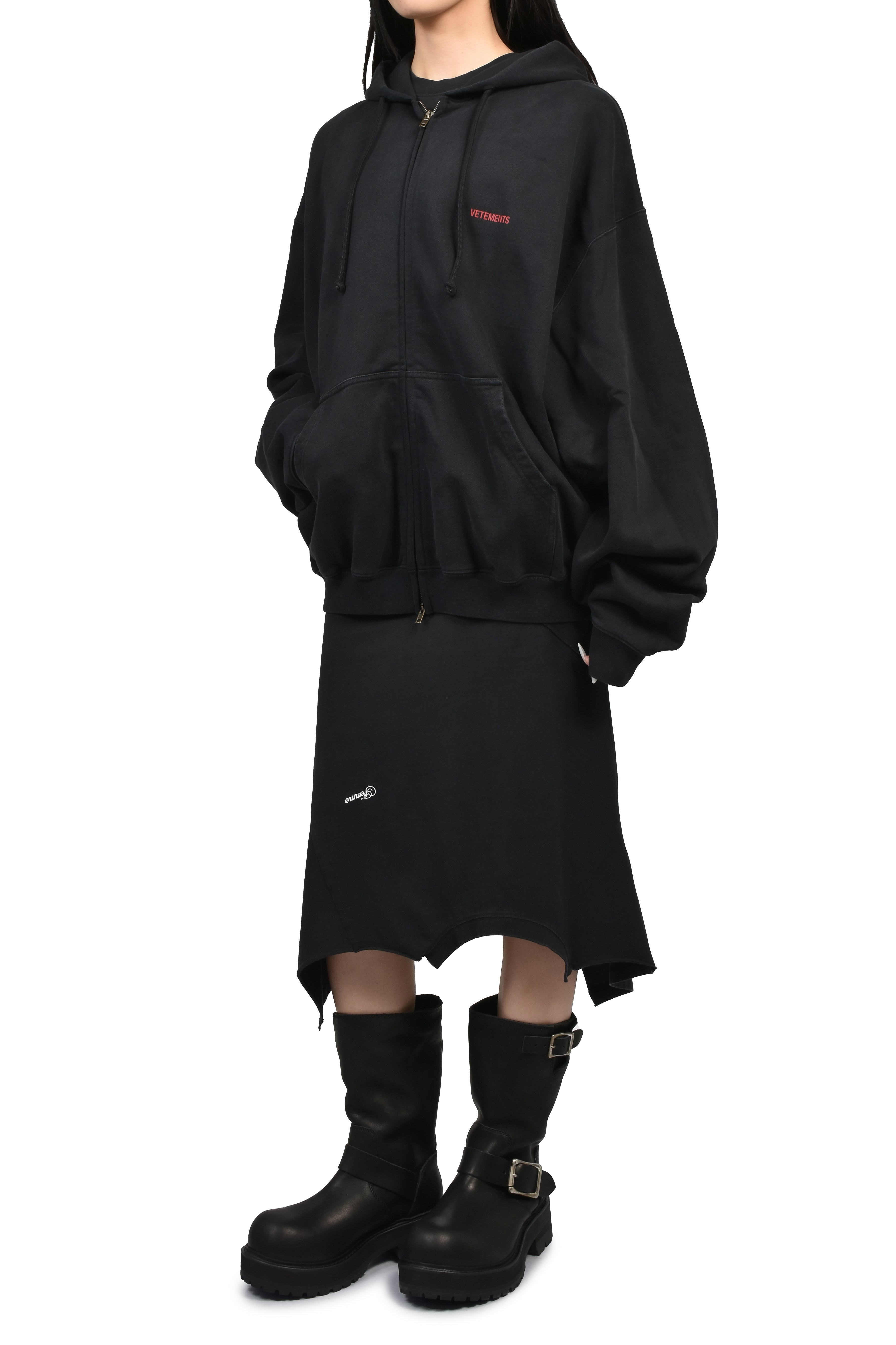 VETEMENTS ヴェトモン FW26 FEMME UPSIDE-DOWN SKIRT / BLK - NUBIAN