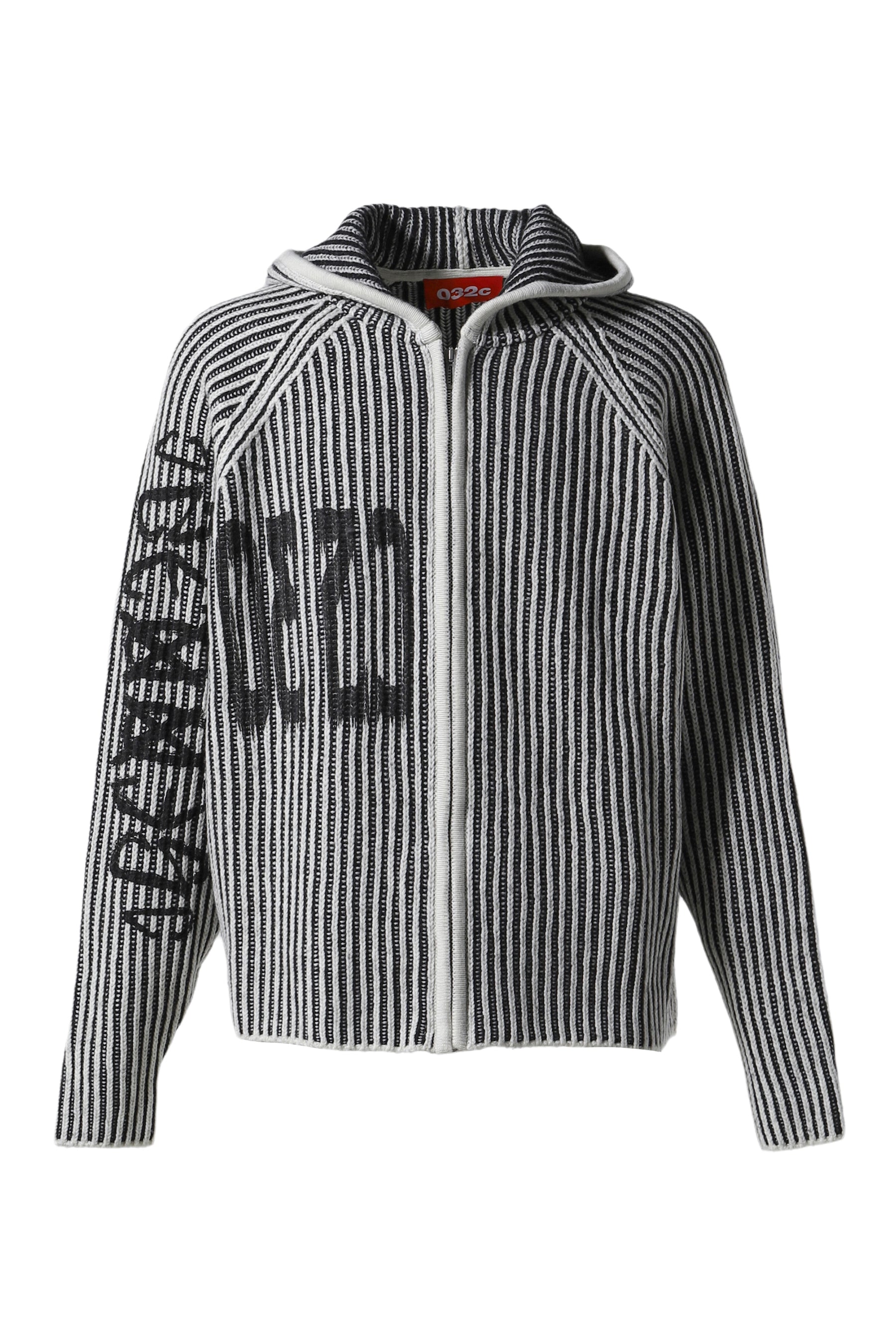 CRUSADER HOODED KNIT / BLK WHT