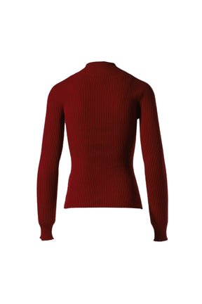 MOCKNECK LIGHT RIB SWEATER / GRENAT