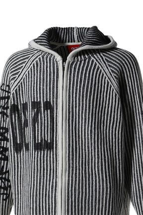 CRUSADER HOODED KNIT / BLK WHT