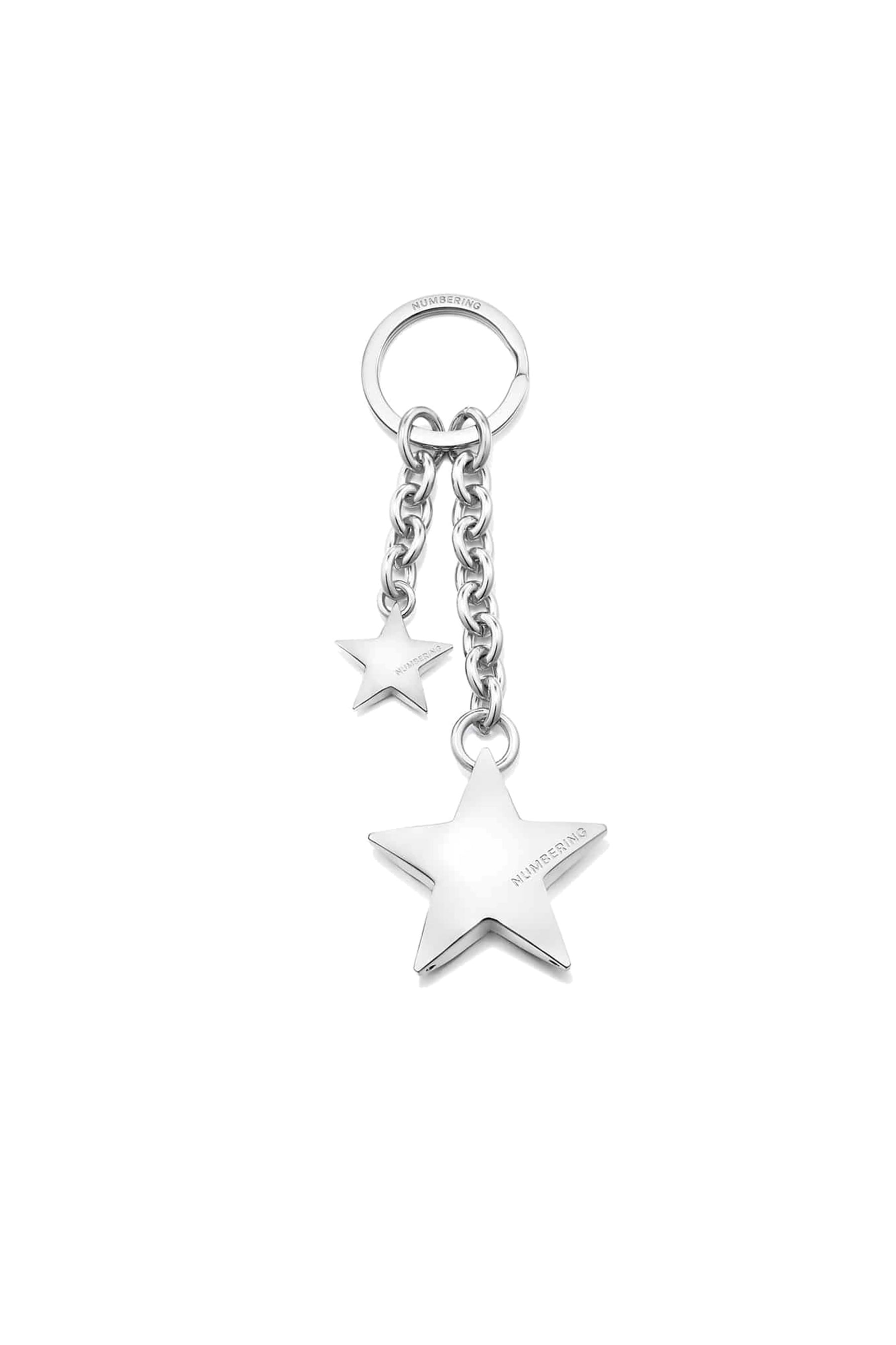 DOUBLE STAR CHARM KEY RING / SIL