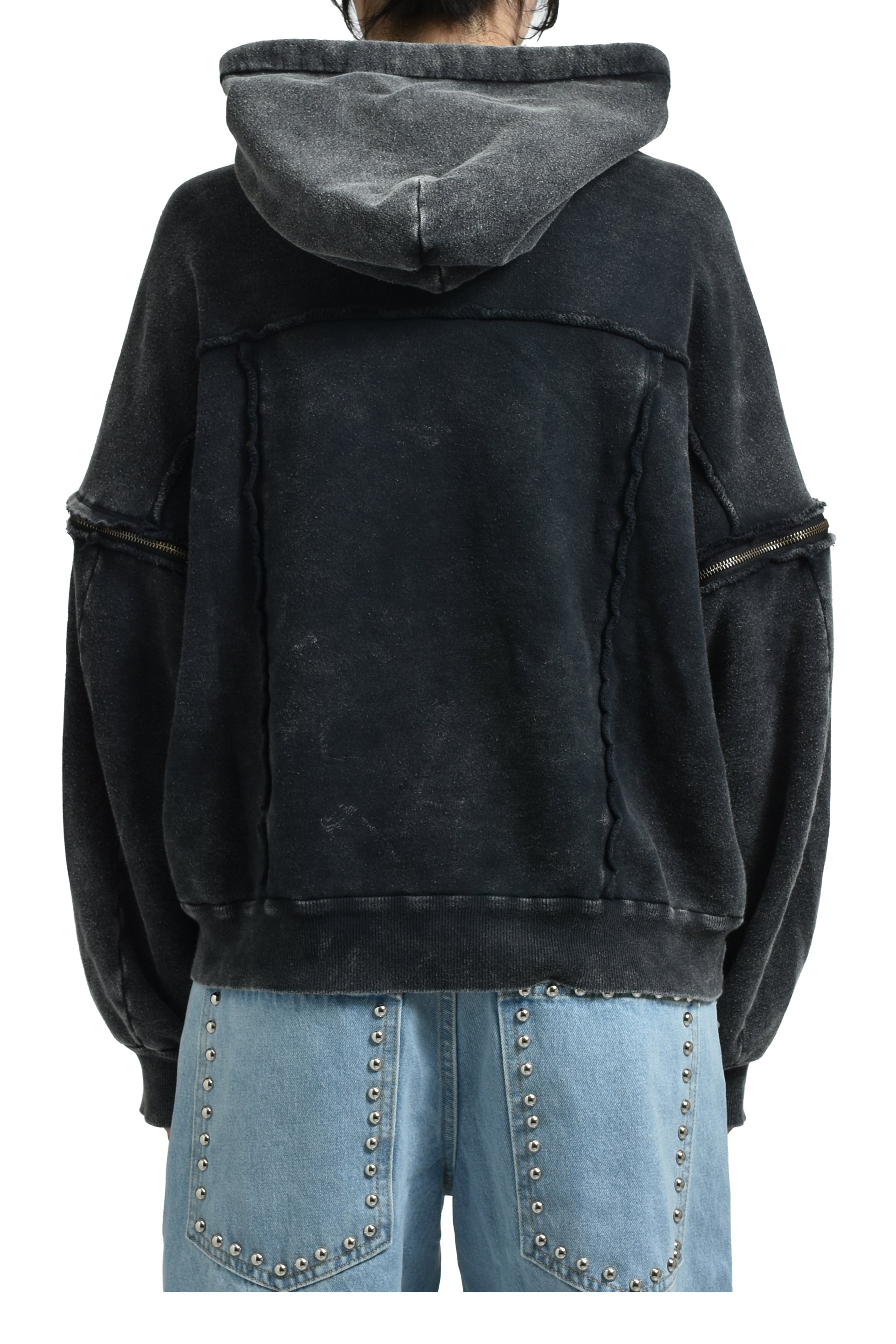 SPLIT SWEAT HOODIE / BLK