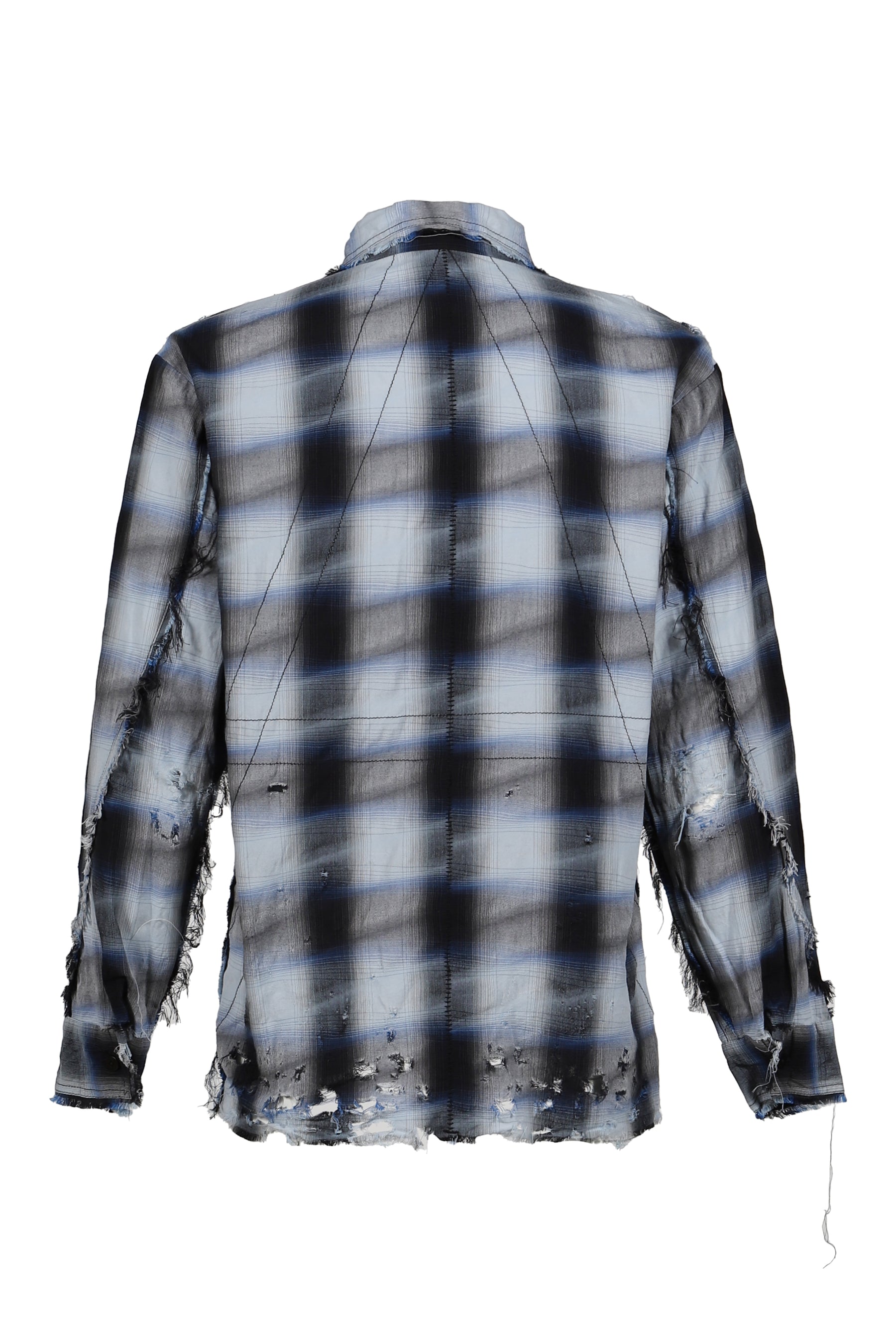 MINUS SLASH SEAM OMBRE CHECK SHIRT / BLU