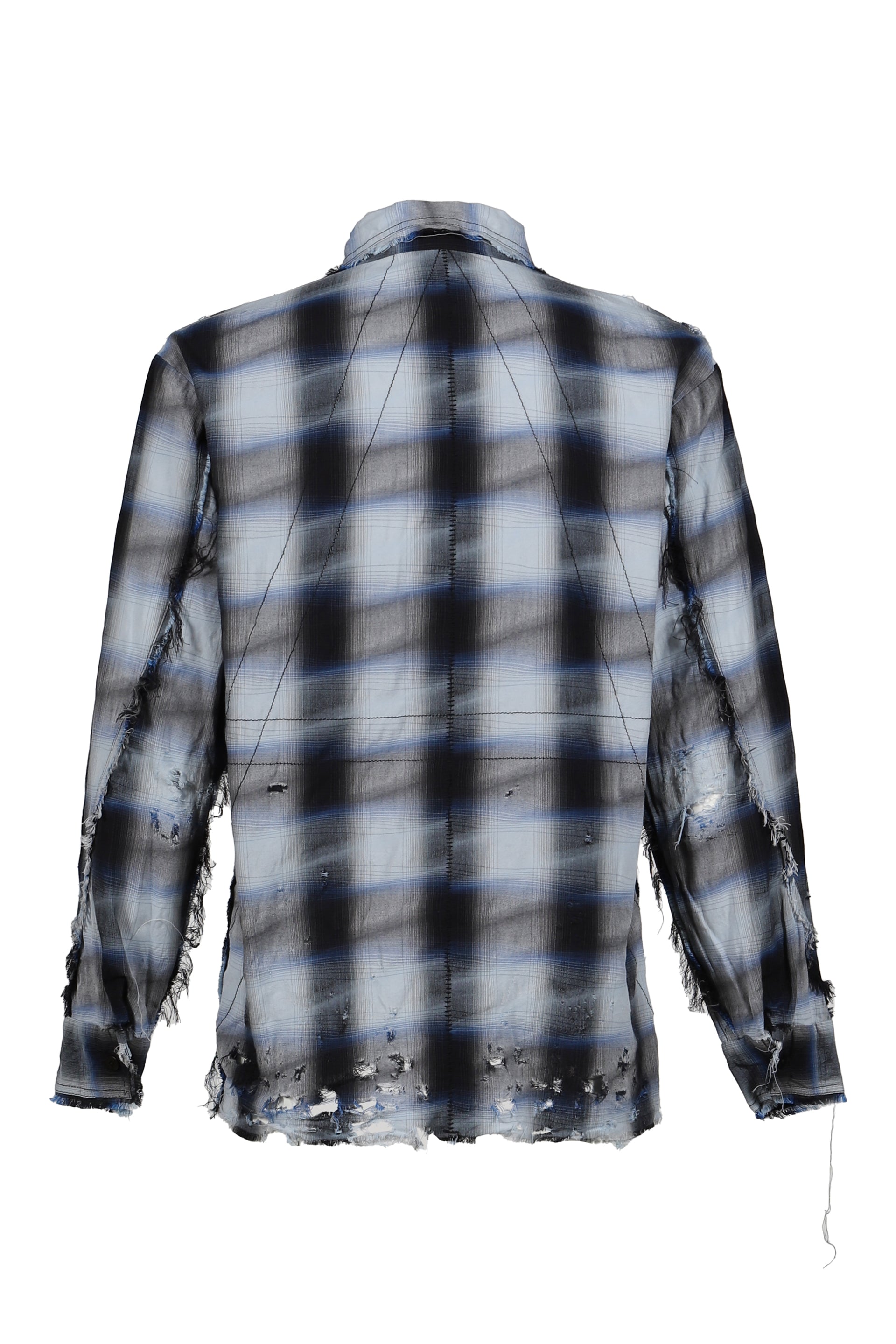 MINUS SLASH SEAM OMBRE CHECK SHIRT / BLU