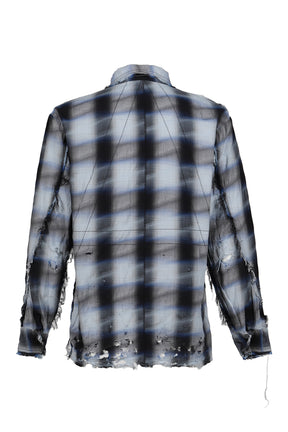MINUS SLASH SEAM OMBRE CHECK SHIRT / BLU