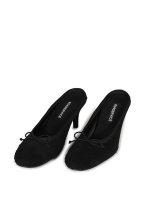 BALLET HEEL MULE IN DISTRESSED BLACK / DISTRESSED BLACK
