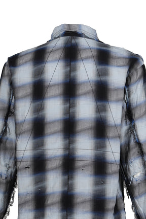 MINUS SLASH SEAM OMBRE CHECK SHIRT / BLU