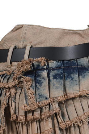 TWIRL MINI SKIRT / DENIM MUD WASH 