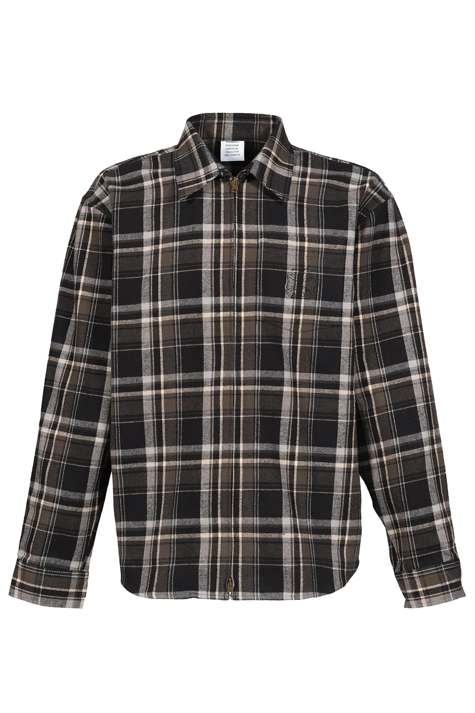 ZIP-UP BIKER CROSS LOGO FLANNEL SHIRT / BLK