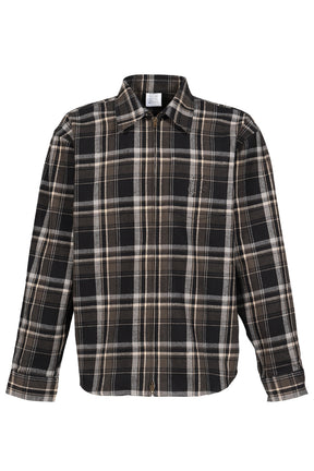 ZIP-UP BIKER CROSS LOGO FLANNEL SHIRT / BLK