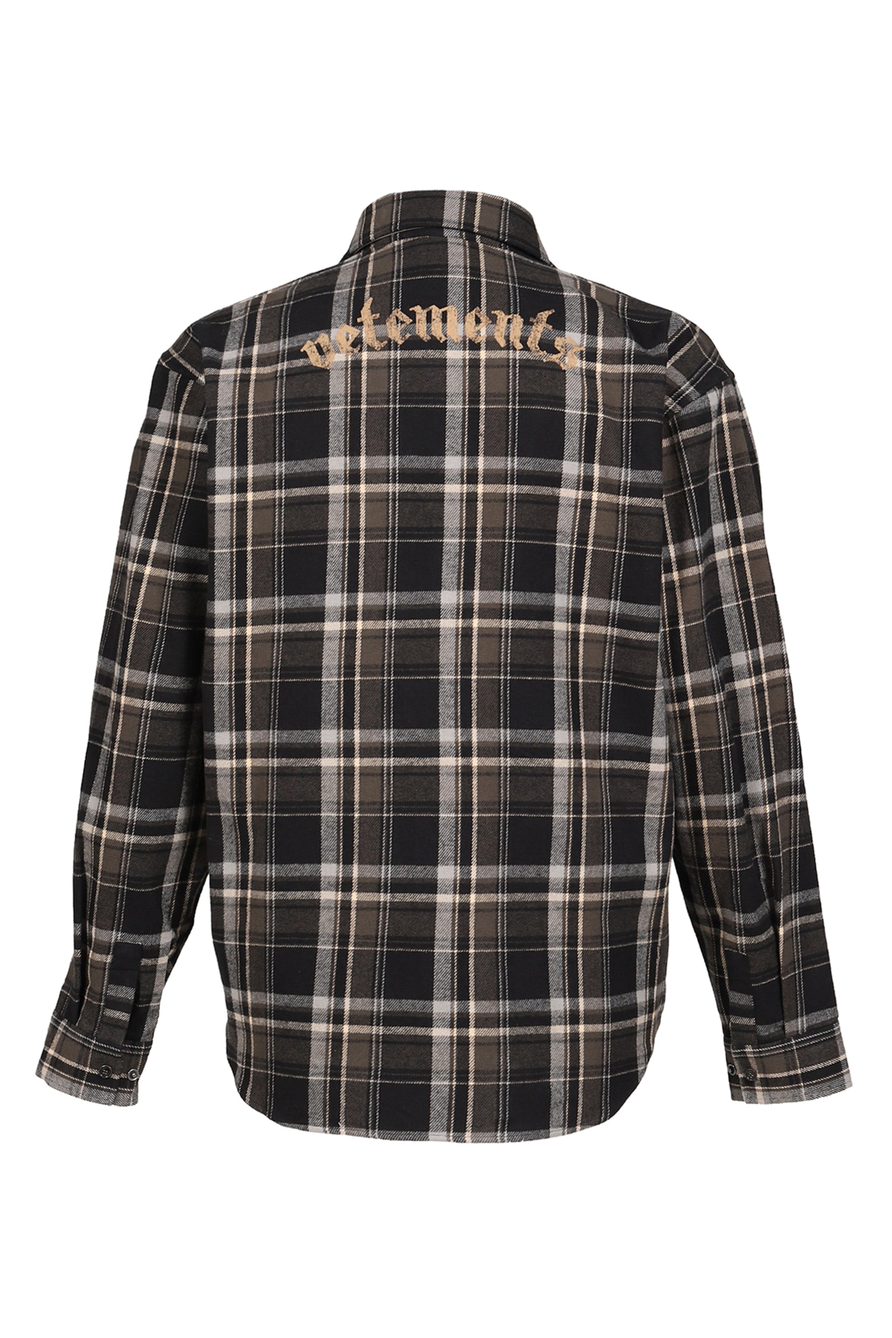 ZIP-UP BIKER CROSS LOGO FLANNEL SHIRT / BLK