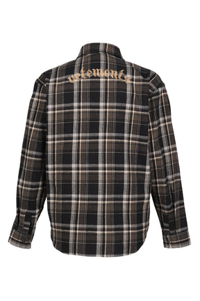 ZIP-UP BIKER CROSS LOGO FLANNEL SHIRT / BLK
