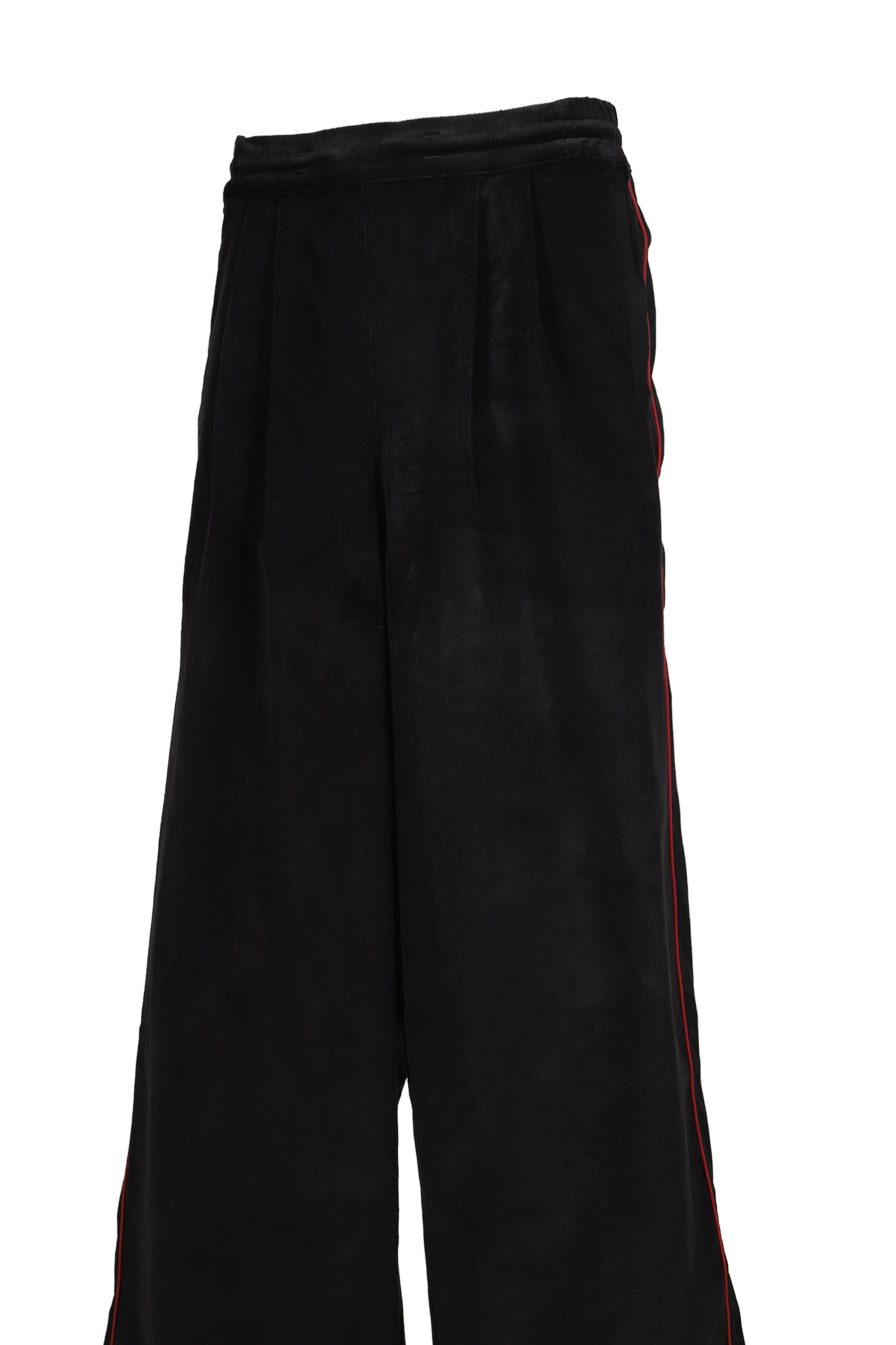 PLEATED TRACK PANT / BLK
