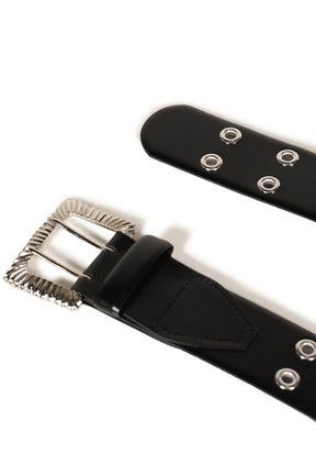 EYELET METAL BELT / BLK